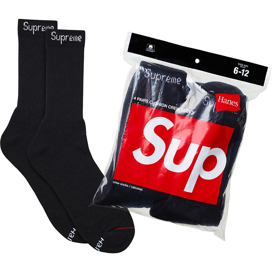 Supreme Hanes® Crew Socks (4 Pack) Socks Black | USA105GL