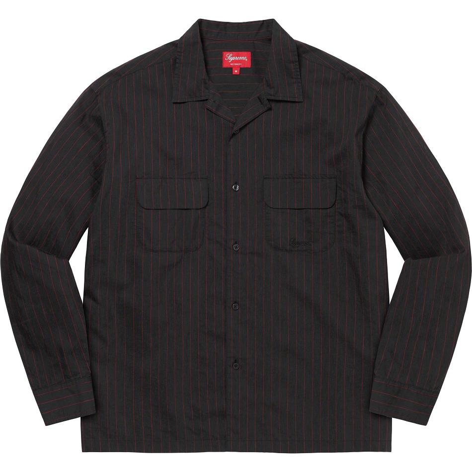 Supreme Pinstripe Linen Shirts Black | USA374BC