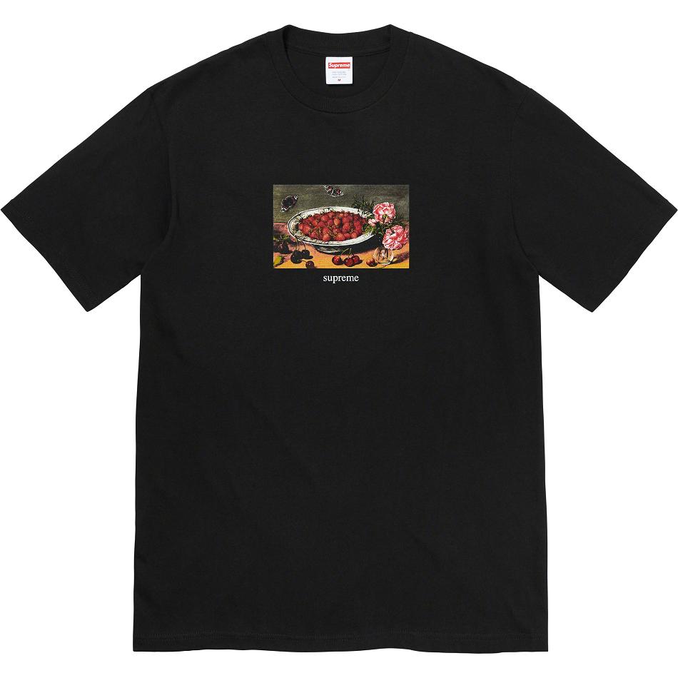 Supreme Strawberries Tee T Shirts Black | USA248WY