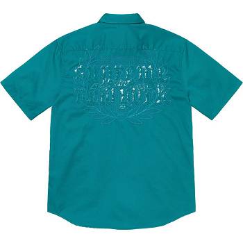 Supreme Croc Patch S/S Work Shirts Aqua | USA385OR