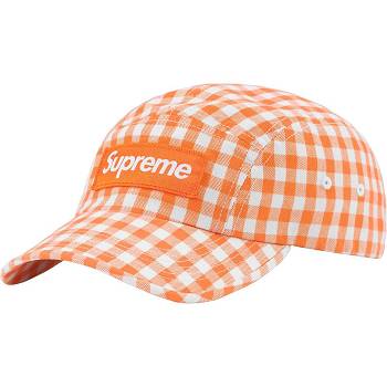 Supreme Gingham Camp Cap Hats Orange | USA118WY