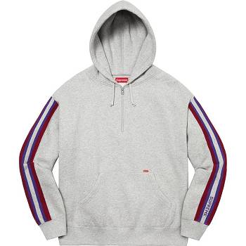 Supreme Half Zip Hooded Sweatshirts Grey | USA292ZG