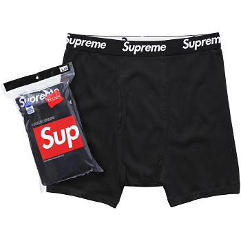 Supreme Hanes® Boxer Briefs (4 Pack) Underwear Black | USA102SO