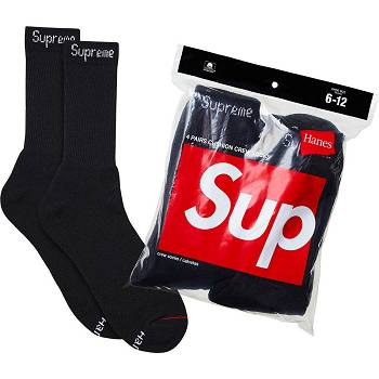 Supreme Hanes® Crew Socks (4 Pack) Socks Black | USA105GL