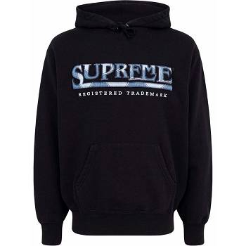 Supreme Logo Embroide Hoodie Black | USA473LH