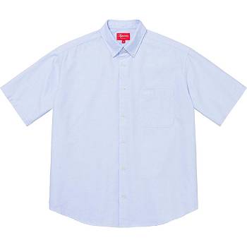 Supreme Loose Fit S/S Oxford Shirts White / Blue | USA381TV