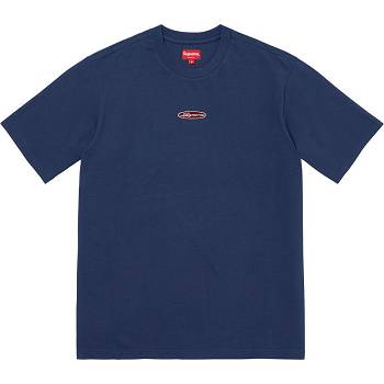 Supreme Oval Logo S/S Top Sweaters Navy | USA338FM