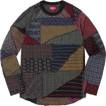 Supreme Patchwork Jacquard L/S Top Sweaters Black / Multicolor | USA325QZ