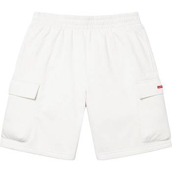 Supreme Small Box Baggy Cargo Sweat Shorts White | USA368KI