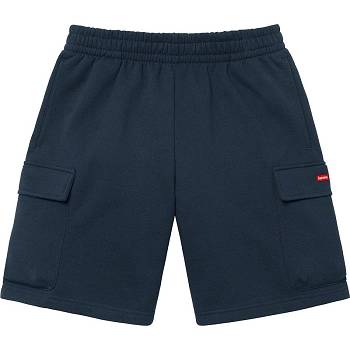 Supreme Small Box Baggy Cargo Sweat Shorts Navy | USA371XF