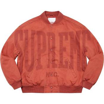 Supreme Washed Knockout Denim Varsity Jackets Red | USA438PQ